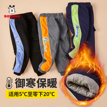 Babu Bean Boy Clothing Boy Clip Cotton Pants Winter Warm Sports Casual Long Pants Foreign Air Children Plus Suede Pants Korean Version