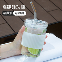 Straw cup Female summer day student high Yan value net Red coffee cup High temperature resistance large capacity adult glass