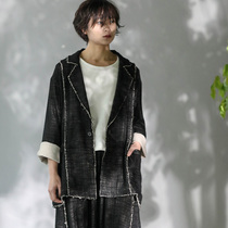 Hemp Colorless Original Design Black Double Layer of Hemp Wool Side Neutral Handsome Suit Jacket Spring Dress 2020 Men and women