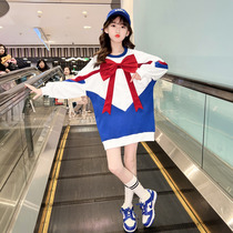 Girl Lian Dress Spring Dress Spring Dress Spring Fall Child Dress Long Sleeve 2022 New Foreign Air Weavewear Girl Princess Nepotism