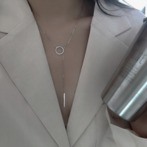 V collar recommended with simple long necklace 925 sterling silver round 1 character chest decorative chain exquisite sweater chain