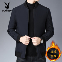 Flowers Playboy cotton clothes Mens autumn Winter Dad clothes Thickened Warm Cotton Padded Jacket in Old Age mens cotton jacket jacket