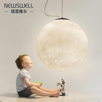 Moon light Planet chandelier Nordic bedroom lighting ins net red ball moon light Tooling lighting Restaurant chandelier