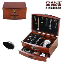 Ear Nail Earrings Necklace Jewelry Containing Box Ornament Box Retro Large Capacity Solid Wood drawer Home Jewelry Box