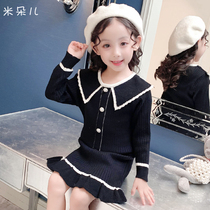 Girls tennis red suit 2020 Autumn loaded with new child clothes little girl foreign air sweater children knit two sets of skirts