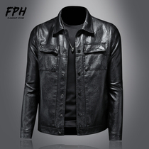 Multi-pocket soft leather clothes turnover 2022 new tooling leather jacket Han version Leather Clothes Retro Casual Jacket Man