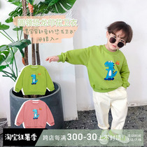 2021 Autumn loaded with new children cartoon dinosaur set head sweatshirt boy baby spring and autumn long sleeve blouses Korean version of foreign air