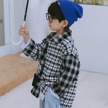 Boys wear autumn children plaid shirt long sleeve shirt coat 2021 Spring Autumn New Tide bombing Street Boys
