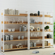 Steel and wood bookshelf solid wood partition display rack combination board simple bookshelf simple iron storage shelf