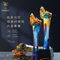 Glass trophy customized creative lettering crystal trophy high-end annual meeting Event Award champion souvenir