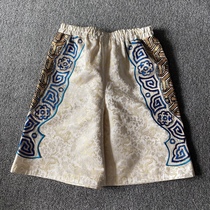 Cloud decoration totem 2021 original ethnic style womens hand embroidered plate gold casual wide leg shorts loose