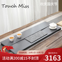 TOUCH MISS tea tray home black stone whole piece natural large Chinese retro style living room drainage tea table