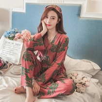 Japanese kimono princess style pajamas women spring and autumn cotton long sleeves sweet and lovely fresh winter home clothes set