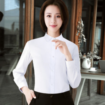 2021 New Autumn white shirt long sleeve womens top professional dress overalls short sleeve dark buckle womens shirt