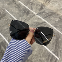 Korean retro box brown sun glasses big frame round face thin Joker Net red Street shooting sunglasses female UV protection