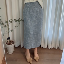 Place of the spot = Joo Korea explicit wood grain front open fork half body skirt D