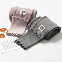  Korean version of pure cotton girls  leggings spring and autumn polished thickened childrens leggings Baby childrens clothing outer wear pants tide