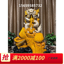 Golden nanmu ebony root carving Chinese Tenglong dragon totem dragon cow decoration frame Nanshui ripple carving crafts