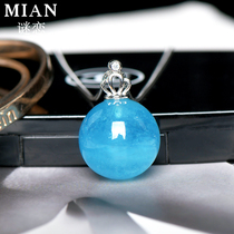 Mystery Natural Sea Blue Treasure Pendant Female Crown Transshipment Pearl Necklace Lock Bone Chain Birthday Gift To Girlfriend