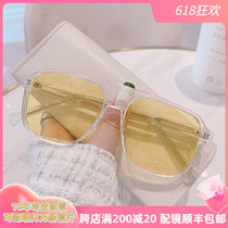 Concert overdraft yellow sunglasses 2022 Pilot sunglasses male double beam large frame polarized glasses can have a degree tide