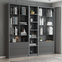 Bookcase floor-to-ceiling simple modern glass door combination Household home cabinet shelf Tea cabinet bookcase Nordic furniture