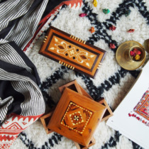 Moroccan handmade rotating wooden box jewelry jewelry box splicing pattern import collection gift North Africa