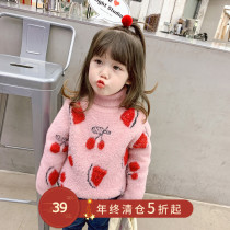 2020 new childrens turtleneck sweater baby thick warm winter clothes Girls Fashion coat foreign style knitted childrens clothing