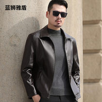 Autumn and winter leather mens casual black leather jacket mens locomotive clothing middle-aged Business loose lapel leather jacket