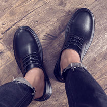 Pop brand 2021 spring new black leather casual shoes mens Korean Martin big shoes joker business shoes