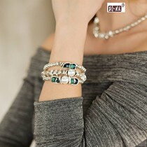 Recommended Spanish purchase UNOde50 green pod pearl bracelet handmade European and American light luxury silver plated lady