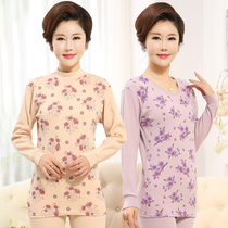 Middle-aged and elderly autumn clothes and trousers cotton set Mothers thermal underwear old mans grandmother cotton sweater and thread coat wear female winter