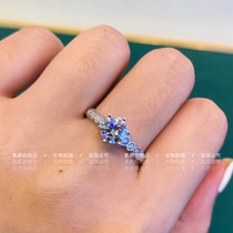 Mosanstone drill ring 1 carat pure silver honeycomb ring female stack wearing cellular ring couple to ring to girlfriend