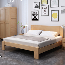 100% full wood walnut color Nordic double bed 1 5m1 8 meters modern minimalist bold rubber bed