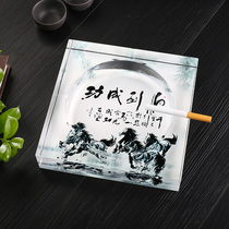 Chinese ashtray New Chinese style creative personality trend Household living room crystal glass cylinder large Chinese style ashtray