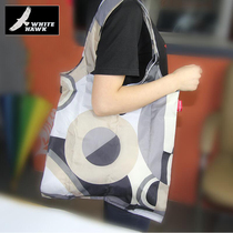 White eagle large capacity folding cylinder water repellent folding bag portable shopping bag shoulder shopping bag multi-color can