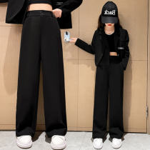 Girls' suits wide-leg pants spring and autumn thin black children's straight pants