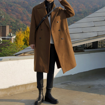 Autumn and winter British wind wool coat men Korean loose windbreaker long mens knee woolen coat trend