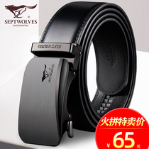 Seven Wolves Leather Belt Men's Automatic Leather Belt Authentic Premium Business Fashion 2022 New Pure Cowhide Pant Belt