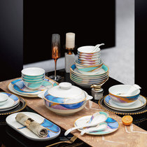 Jingdezhen ceramic tableware set light luxury creative dish set Bowl set Bowl plate dish dish Nordic combination