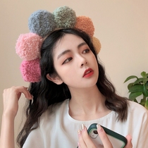 Net red autumn and winter cute color flower hair hoop female headgear Wash lamb hair hair band wash face head hoop hair accessories