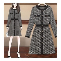 Douyin Hot Selling Yisshang Large Size Womens Autumn and Winter Slim Knitted Long Dress 7264