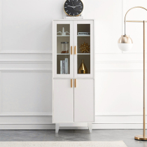 Bookcase glass ribbon door multi-layer solid wood Nordic modern simple living room decoration cabinet free combination storage cabinet