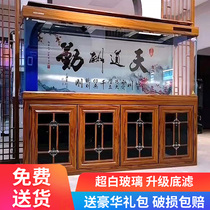 Minjiang large living room household fish tank new Chinese ultra-white glass free water bottom filter Dragon and Fish Tank landing aquarium