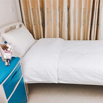 Three-piece hotel nursing home hospital clinic Single bed bedding white thickened sheets duvet cover pillowcase cotton