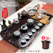 Kung Fu tea set Ebony solid wood tea tray table set household ceramic purple sand tea cup automatic glass simple