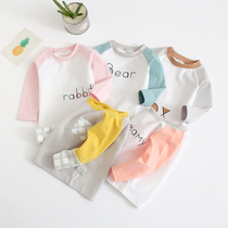 Boy baby outside wearing cotton coat baby T-shirt 0-3 years old foreign air Joker long sleeve spring and autumn base shirt girl