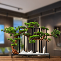 Zen root carving dry landscape Welcoming pine Chinese home bonsai decoration Entrance wine cabinet Office living room TV cabinet