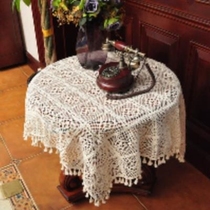 American vintage pastoral hollow lace crochet round table cloth Hand knitted rectangular dining table Coffee table cover towel tablecloth