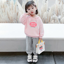 Girl autumn suit 2021 new baby Autumn children Spring Autumn Korean foreign style sports sweater two-piece set