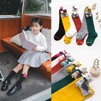 2021 Spring and Autumn new childrens stockings cartoon alpaca girl stockings autumn high baby pile socks